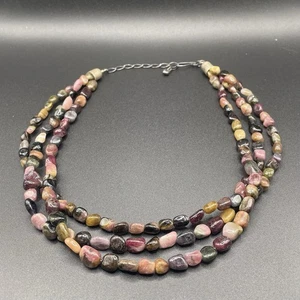 Jay King DTR Mine Finds - Silver & Triple Strand-Multi Stone/Amethyst Necklace - Picture 1 of 7