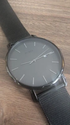 Reloj de vestir BUREI de malla negra para hombre - Visualización de fecha de cuarzo minimalista | Modelo 1900 Foto 1 de 4