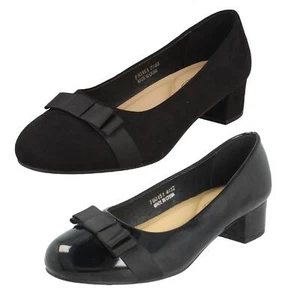 Ladies Spot On Block Heel Formal Wide Fit Court Shoes  F9R0151 - Picture 1 of 19