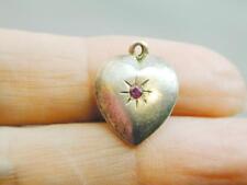 Charm With Ruby Antique Sterling Puffy Heart