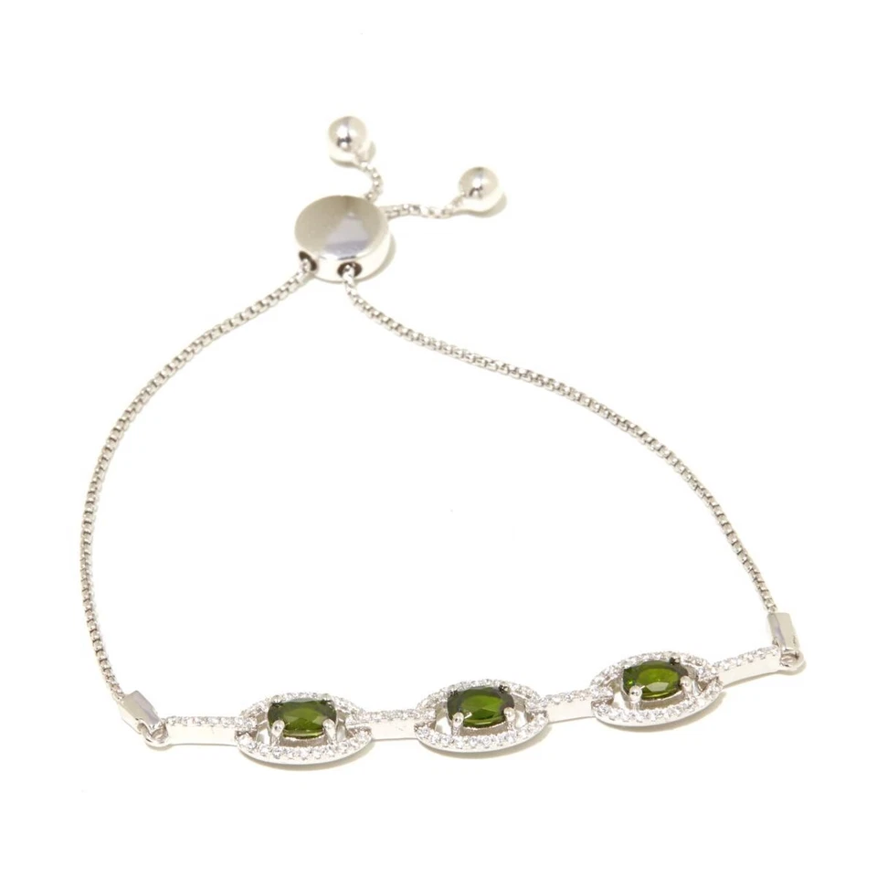 Pulsera ajustable Victoria Wieck plata esterlina verde cromo diopsido bolo Foto 1 de 4