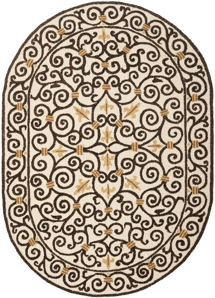 Safavieh Chelsea IVORY / DARK BROWN 7'-6" X 9'-6" Oval Area Rug - HK11H-8OV - Image 1 of 3