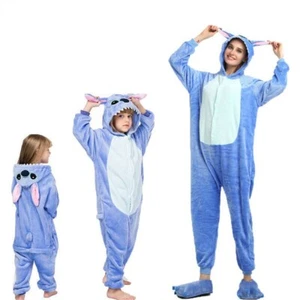 Erwachsenes Kind Blue Stitch Nachtwäsche Cosplay Cartoon Pyjama Kostüm Jumpsuits - Bild 1 von 6