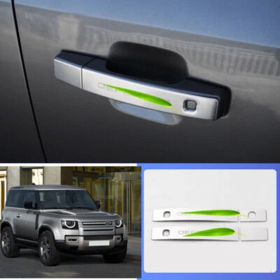 适用于路虎 Defender 90 2020 - 2023 银色钢外门把手保护套 4 件 — 第 1/4 张图片