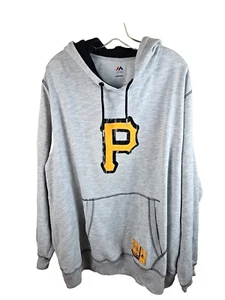Pittsburgh Pirates Hoodie Mens Size 2XL 2XLarge Heather Gray Majestic Sewn Logo - Picture 1 of 8
