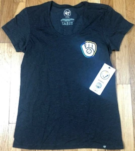 '47 New Milwaukee Brewers Shirt Womens Small Gray Short Sleeve Cotton Baseball X - Picture 1 of 5