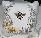 Beaded Bumblebee Floral Small Pillow 11”X 11” 