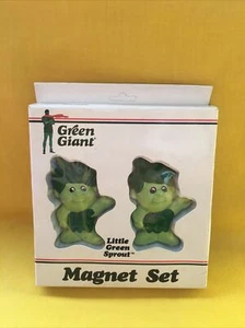 Vintage Green Giant Little Green Sprout Refrigerator Fridge Magnet Set 1980s - Picture 1 of 7