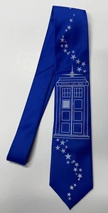 UMO LORENZO Men's Blue “Police Box” Hand Made Neck Tie (See Photos!) - Picture 1 of 4