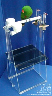 PRETTYPARROT PORTABLE PARROT PERCH FLOOR STAND BIRD FEEDER PLAY GYM H36"-W16" toy playground