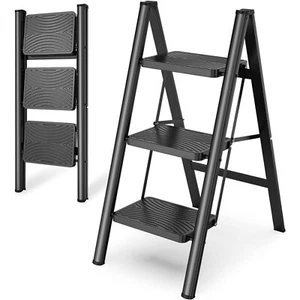 3 Step Lightweight Ladder Portable Folding Step Stool with Wide Anti-Slip Pedal - Picture 1 of 5