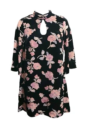 Nanette Lapor Moody романтическое платье женщин 8 бархата черный розовый цветочный новый - Изображение 1 из 4