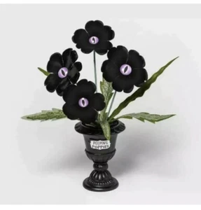 Maceta negra Hyde & Eek ojos púrpuras mirando amapolas Halloween planta sintética EN MANO - Imagen 1 de 1