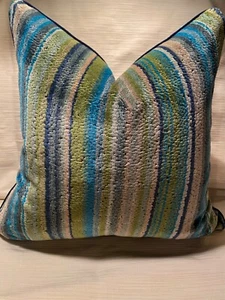 20 Zoll Quadrat KRAVET COUTURE Monterosso Pfau Samtstoff Italien maßgefertigter KISSENBEZUG - Bild 1 von 24
