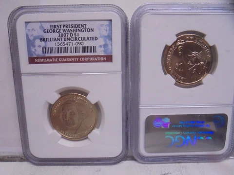 NGC First President George Washington 2007 D $1 First Day of Issue Brilliant UNC Cover