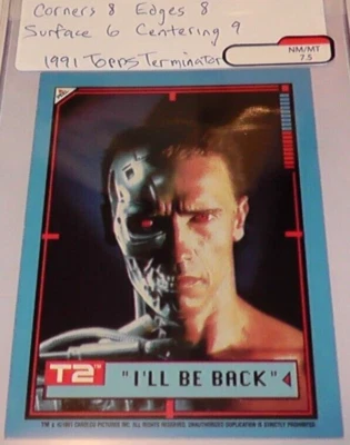 1991 Topps Grade 7.5 Card Sticker #1 Terminator T2 Movie Arnold Schwarzenegger - Image 1 of 4