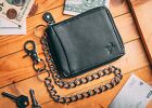 Zipper Wallet For Men Biker Chain Wallet Bifold RFID safe Leather YKK ZIP J524