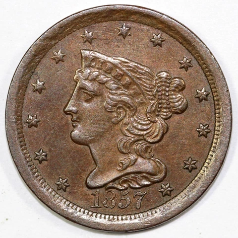 1857 1/2c C-1 Braided Hair Half Cent Cover