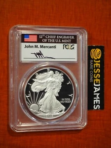 2018 W PROOF SILVER EAGLE PCGS PR70 DCAM JOHN MERCANTI FIRST DAY ISSUE FUN SHOW - Picture 1 of 2