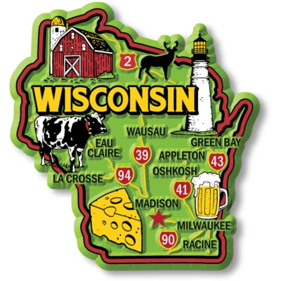 CLASSIC MAGNETS MADE WITH PRIDE IN THE USA Wisconsin Colorful State Magnet by Classic Magnets, 2.9" x 3.1"