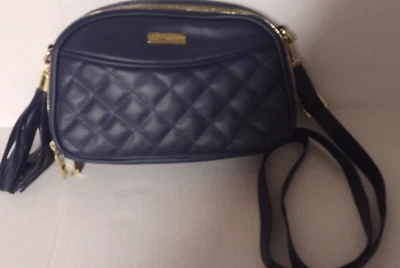 Bolso de mano cruzado Joy & Iman acolchado azul diamante Foto 1 de 4