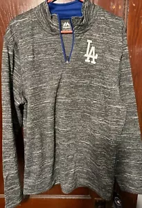 Los Angeles Dodgers Majestic Heathered 1/4 Zip Top Men L NEW WITH TAGS - Picture 1 of 5
