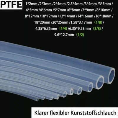 Klar PTFE Flexible Kunststoffrohr Schlauch Rohr Heizöl Auto Luft Teich Aquarien - Bild 1 von 4