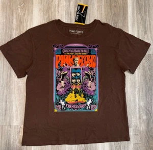 Pink Floyd Queen Elizabeth Hall Women Short Sleeve Tshirt Brown Ava Size M-New - Picture 1 of 4