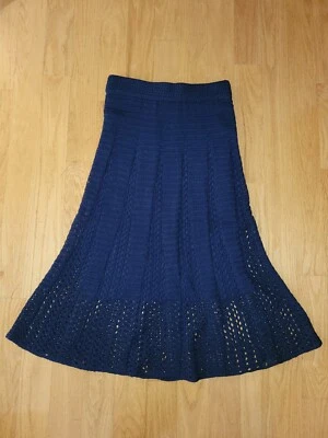 Maxi Falda Vince Godet Crochet Cintura Elástica Pull On Azul Marino Talla XS Foto 1 de 4