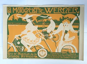 Raro poster pubblicitario La motocyclette Werner Parigi Francia da 1903-ROUBILLE - Picture 1 of 3