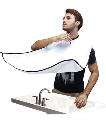 Delantal babero para barba, recogedor de pelo para barba para afeitarse y recortar, antiadherente-blanco Foto 1 de 4
