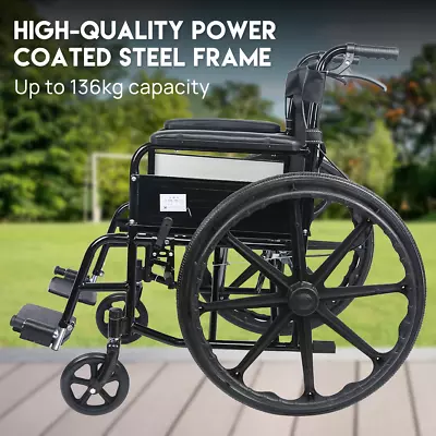 24 Inch Wheelchair Manual Folding Wheel Chair Portable Foldable for Elderly - image 1 of 4