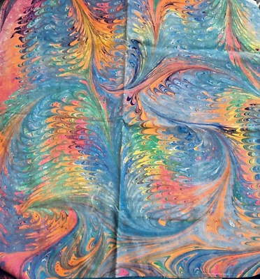 Beautiful Handmade Rainbow Marbled Swirl Tie Dye Print One of a Kind BTFQ - Image 1 of 4