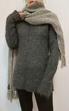 BLK DNM 100% Mohair Angora Wool Sweater Knit V-Neck Boxy Pullover Grey Small