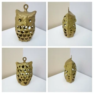VINTAGE - Brass Owl Candle Tealight Holder Lantern 6" Tall Free standing / Hang. - Picture 1 of 7