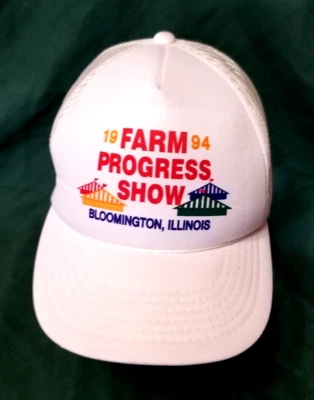 VTG 1994 Farm Progress Show White Padded Ball Cap Trucker Hat Mesh Back - Image 1 of 4