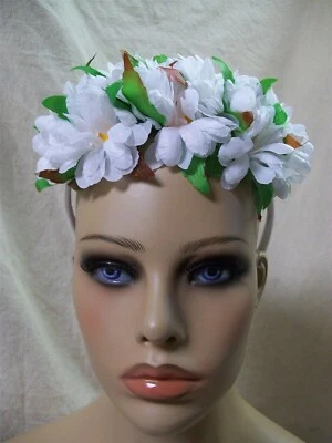 White Daisy Floral Headband Hippie Flower Fairy Free Spirit 70s Mother Nature - Image 1 of 4