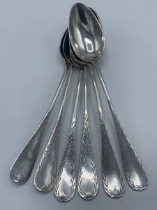 Antique French Sterling Silver Set of 6 Tea Coffee Spoons AD Mono Minerva Mark - Picture 1 of 6