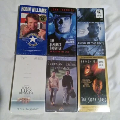 Sealed VHS LOT of 6 Sixth Sense Rain Man What Lies Beneath Good Morning Vietnam  Foto 1 de 4