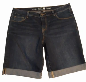Apt. 9 Essentials Bermuda Jean Shorts Dark Blue Denim Stretch Cuffed Size 12 - Picture 1 of 6