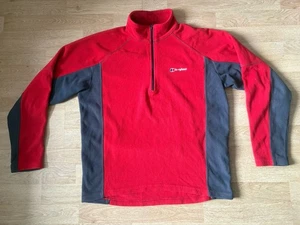 Men’s Berghaus Long Sleeve 1/4 Zip Fleece Red Grey Size Medium - Picture 1 of 7