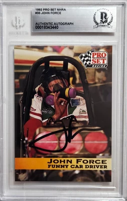 1992 Pro Set NHRA #35 John Force Signed Drag Racing Card Autograph BGS BAS GOAT - Image 1 of 2