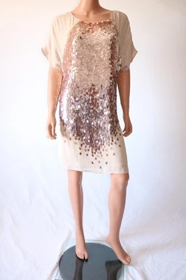 Haute Hippie beige sequin silk dress size S - Image 1 of 4