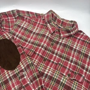 Polo Ralph Lauren Madras Shirt Men's XL Red Plaid Madras Elbow Patch Button Up - Picture 1 of 5