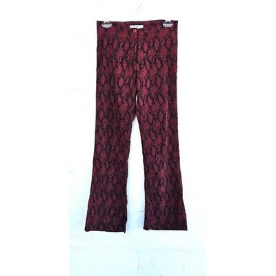 Vintage Y2K Pants Womens Small 40 Red Black Python Boot Cut Stretch Euro Goth - Photo 1/4
