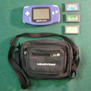 Pacchetto console Nintendo Gameboy Advance GBA blu USA con 3 giochi Mario + archiviazione - Foto 1 di 8