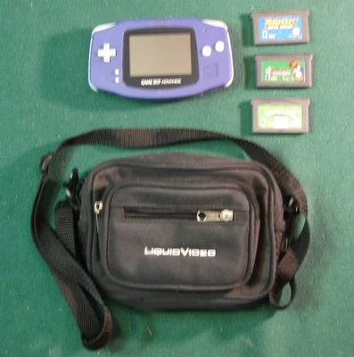 Nintendo Gameboy Advance GBA Blue USA Console Bundle w 3 Mario Games + Storage - Image 1 of 4