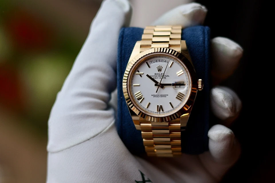 Rolex Day-Date 40mm 228238 mostrador branco presidencial não usado conjunto completo - Imagem 1 de 4