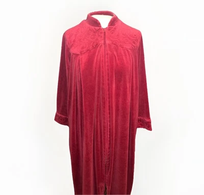 Cabernet Albornoz Pequeño Petite Bata Rojo Cremallera Completa Bolsillos Terciopelo Suave Acogedor Foto 1 de 4