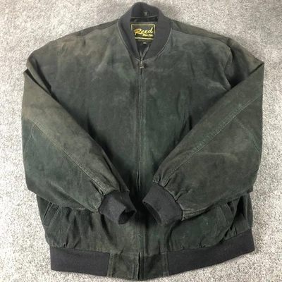 Chaqueta de bombardero vintage Reed Since 1950 para hombre XLT gamuza abrigo negro años 90 Y2K Foto 1 de 4